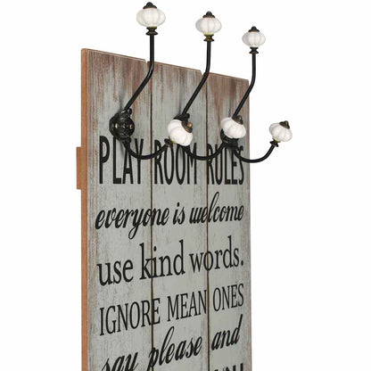 vidaXL Wall-mounted Coat Rack with 6 Hooks 120x40 cm "THANK YOU