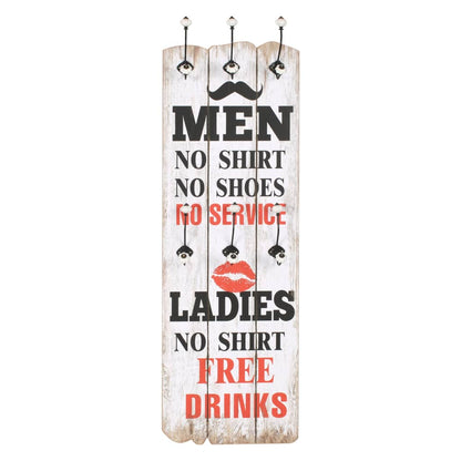245852 vidaXL Wall-mounted Coat Rack with 6 Hooks 120x40 cm "MEN LADIES