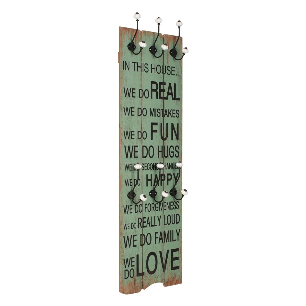 vidaXL Wall-mounted Coat Rack with 6 Hooks 120x40 cm HAPPY LOVE