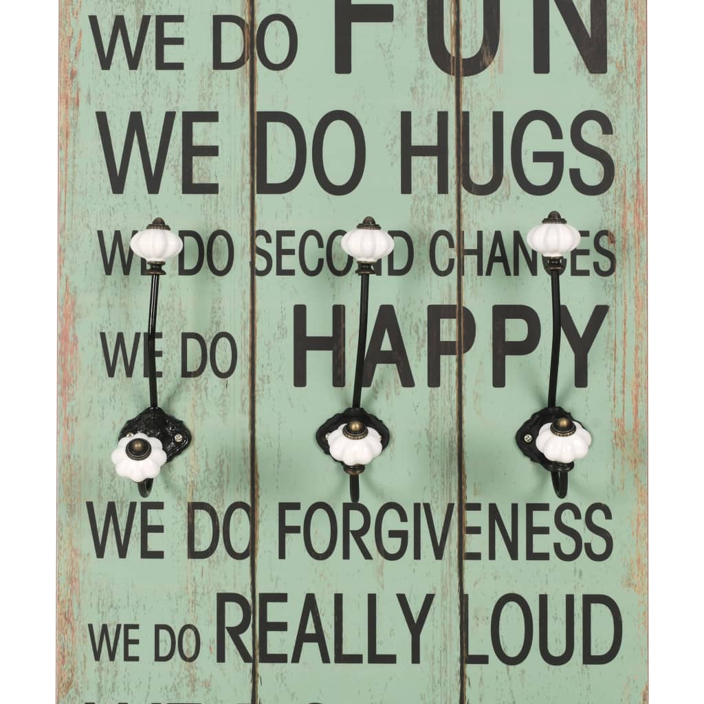 vidaXL Wall-mounted Coat Rack with 6 Hooks 120x40 cm HAPPY LOVE