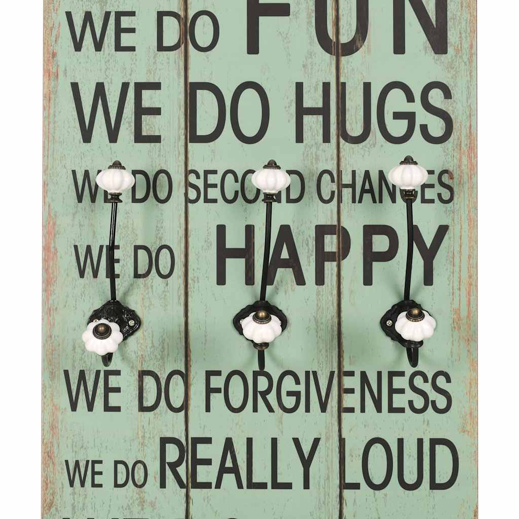 vidaXL Wall-mounted Coat Rack with 6 Hooks 120x40 cm "HAPPY LOVE