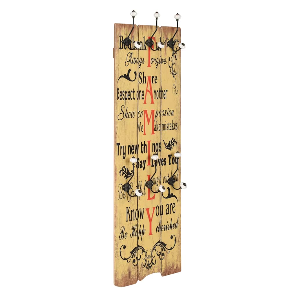 vidaXL Wall-mounted Coat Rack with 6 Hooks 120x40 cm "FAMILY