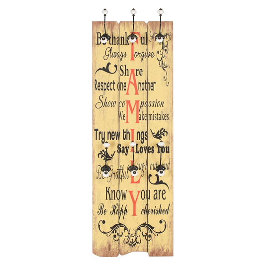 vidaXL Wall-mounted Coat Rack with 6 Hooks 120x40 cm "FAMILY