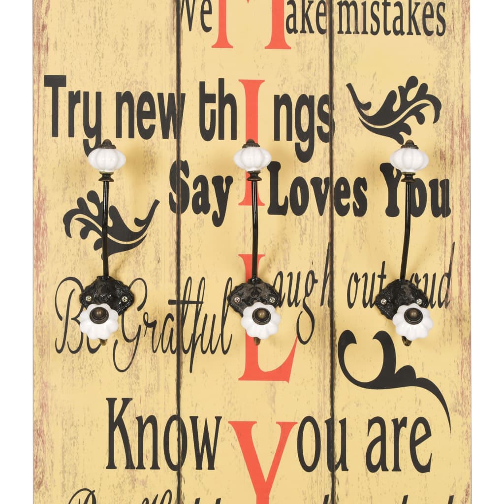 vidaXL Wall-mounted Coat Rack with 6 Hooks 120x40 cm FAMILY