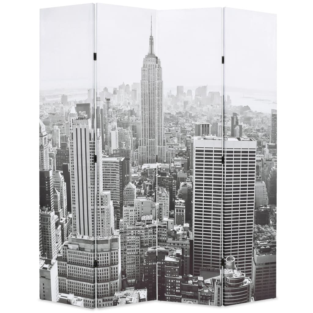 vidaXL Folding Room Divider 160x170 cm New York by Day Black and White