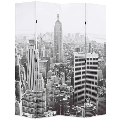 vidaXL Folding Room Divider 160x170 cm New York by Day Black and White