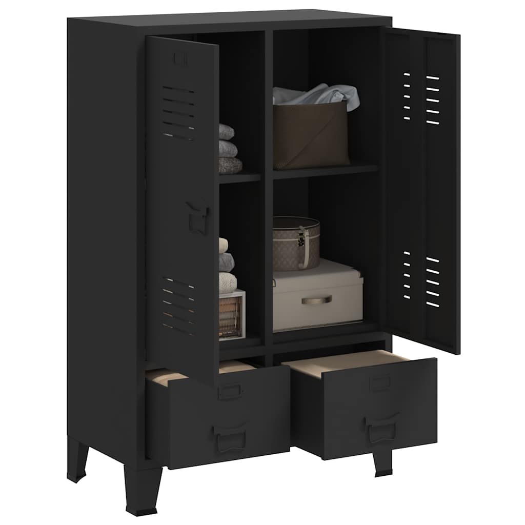 245960 vidaXL Wardrobe Metal Industrial Style 67x35x107 cm Black