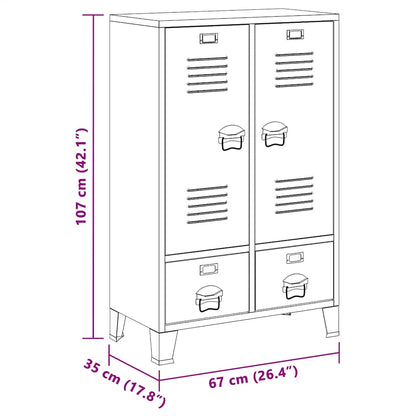 vidaXL Wardrobe Metal Industrial Style 67x35x107 cm Black