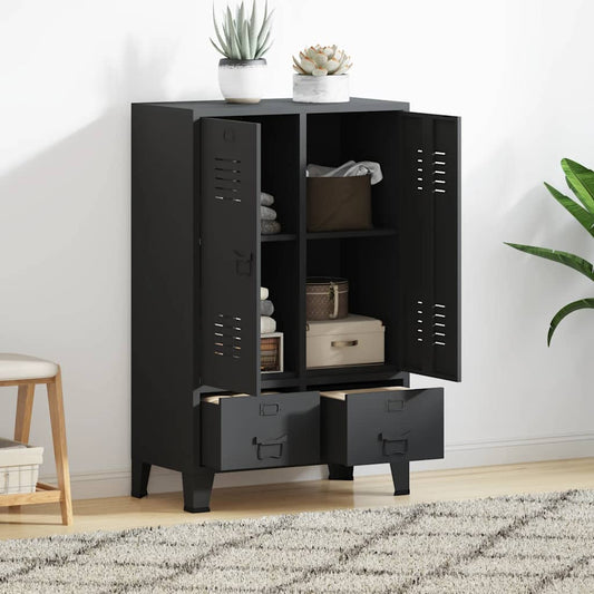 vidaXL Wardrobe | Black | Sheet Metal | Medium | Adjustable Shelves