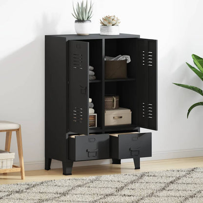 245960 vidaXL Wardrobe Metal Industrial Style 67x35x107 cm Black