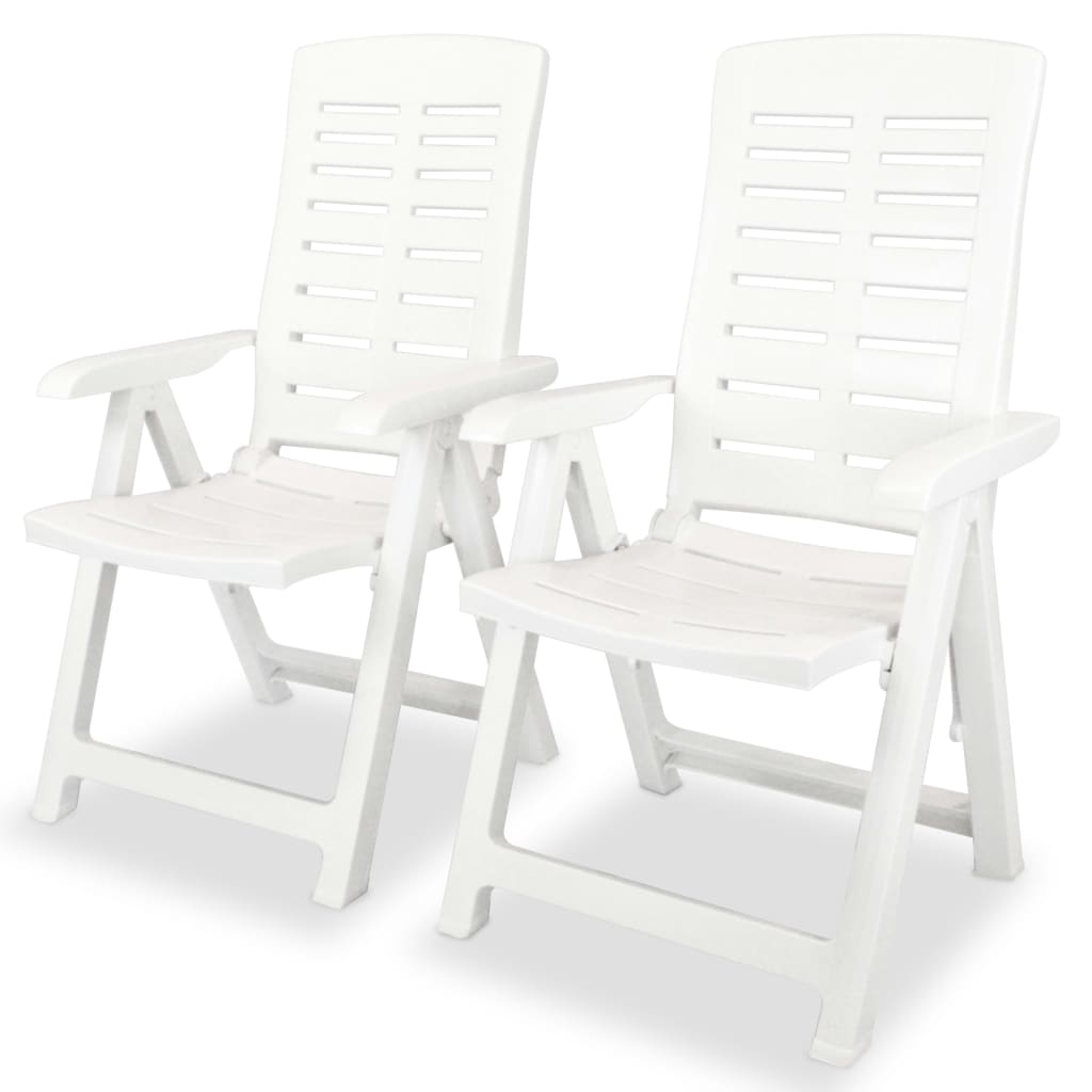 vidaXL Garden Chair | Set of 2 | White | Plastic | Standard | Foldable
