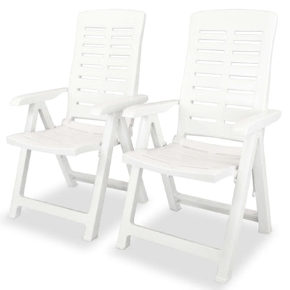 vidaXL Garden Chair | Set of 2 | White | Plastic | Standard | Foldable