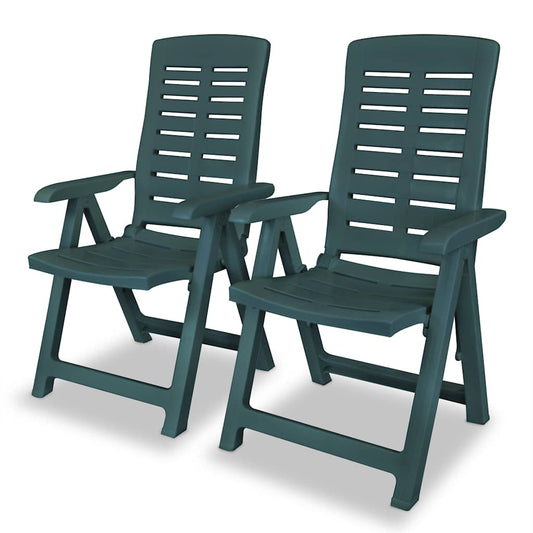 vidaXL Reclining Folding Chairs 2 pcs Plastic Green