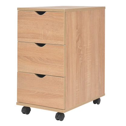 vidaXL Drawer Unit | Oak | Engineered wood, Plastic | 33 x 45 x 60 cm | Rollable