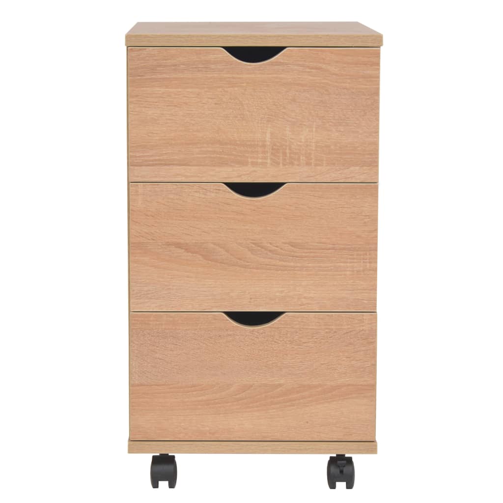 vidaXL Drawer Unit | Oak | Engineered wood, Plastic | 33 x 45 x 60 cm | Rollable