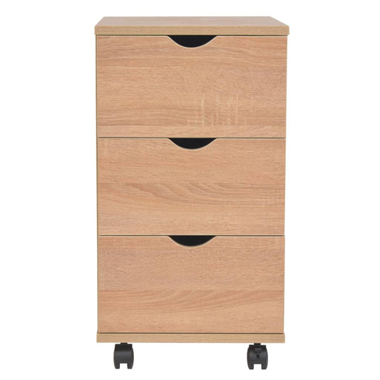 vidaXL Drawer Unit | Oak | Engineered wood, Plastic | 33 x 45 x 60 cm | Rollable