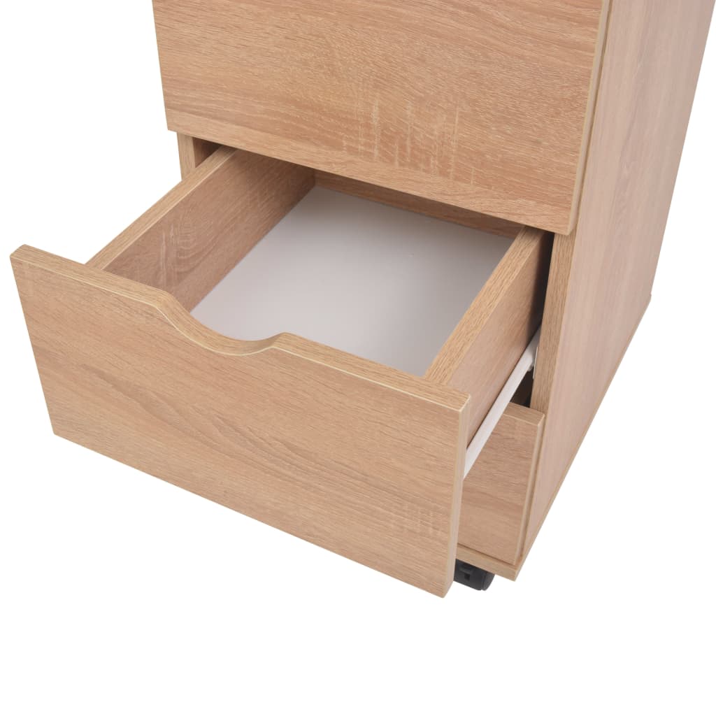 vidaXL Drawer Unit | Oak | Engineered wood, Plastic | 33 x 45 x 60 cm | Rollable