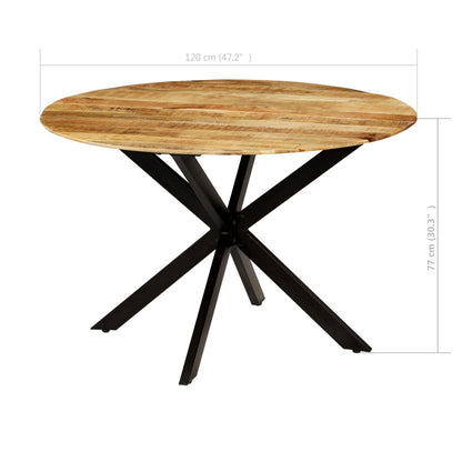 vidaXL Dining Table Solid Rough Mango Wood and Steel 120x77 cm