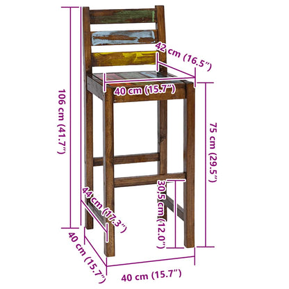 vidaXL Bar Stools 2 pcs Solid Reclaimed Wood