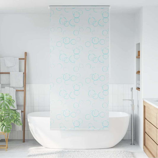 vidaXL Shower Roller Blind | see-through with blue bubbles