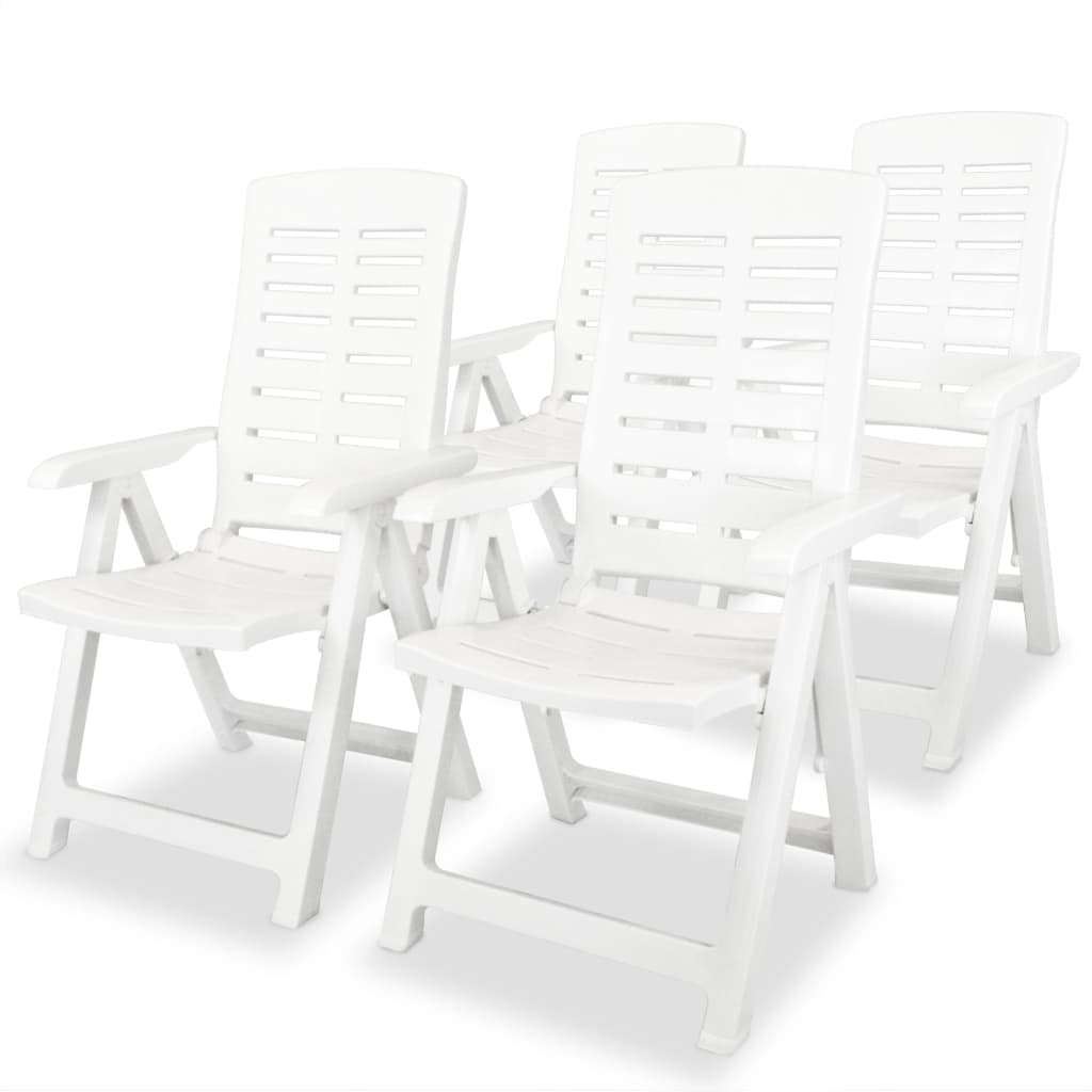 vidaXL Garden Chair | Set of 4 | White | Plastic | Medium | Foldable