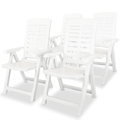 vidaXL Garden Chair | Set of 4 | White | Plastic | Medium | Foldable