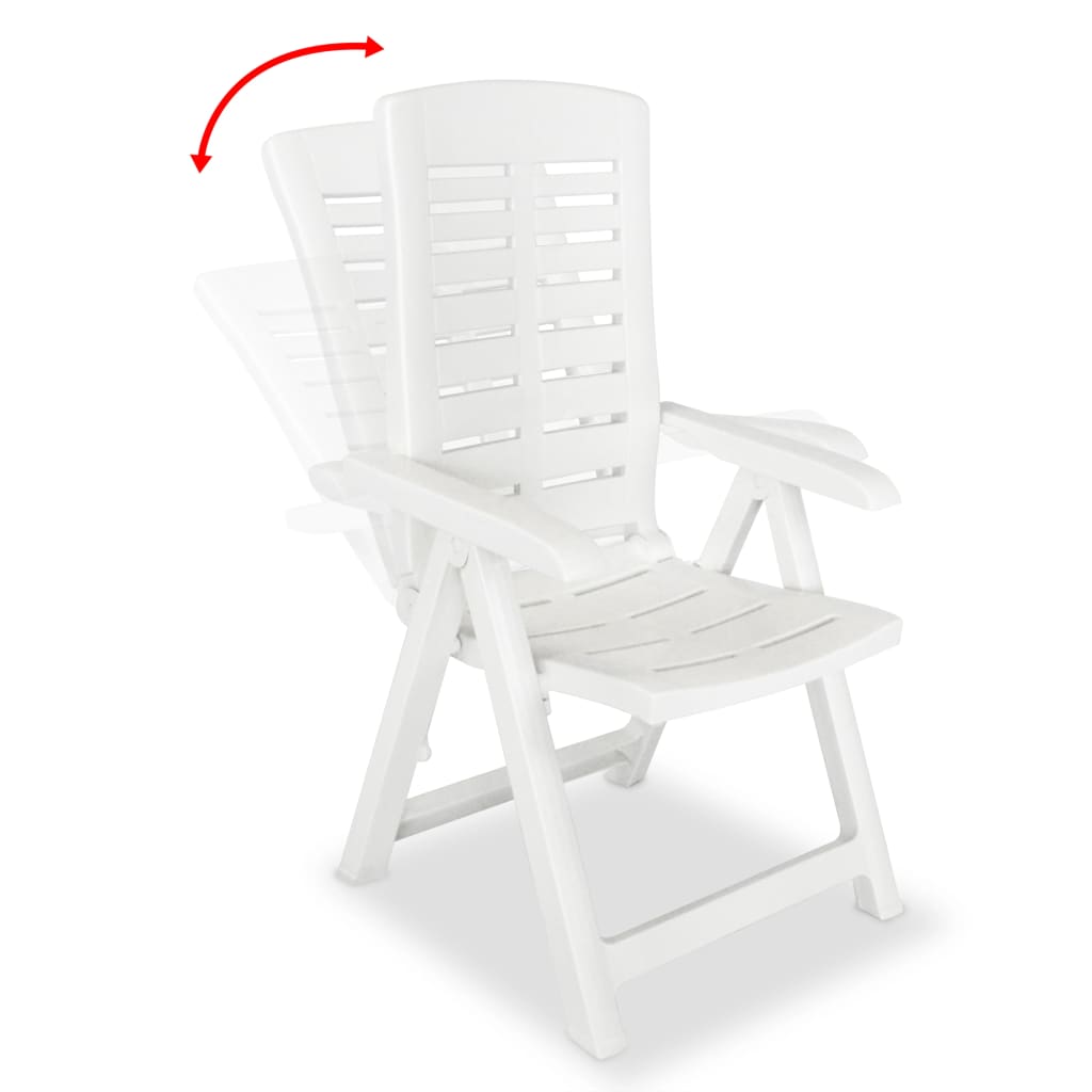 vidaXL Garden Chair | Set of 4 | White | Plastic | Medium | Foldable
