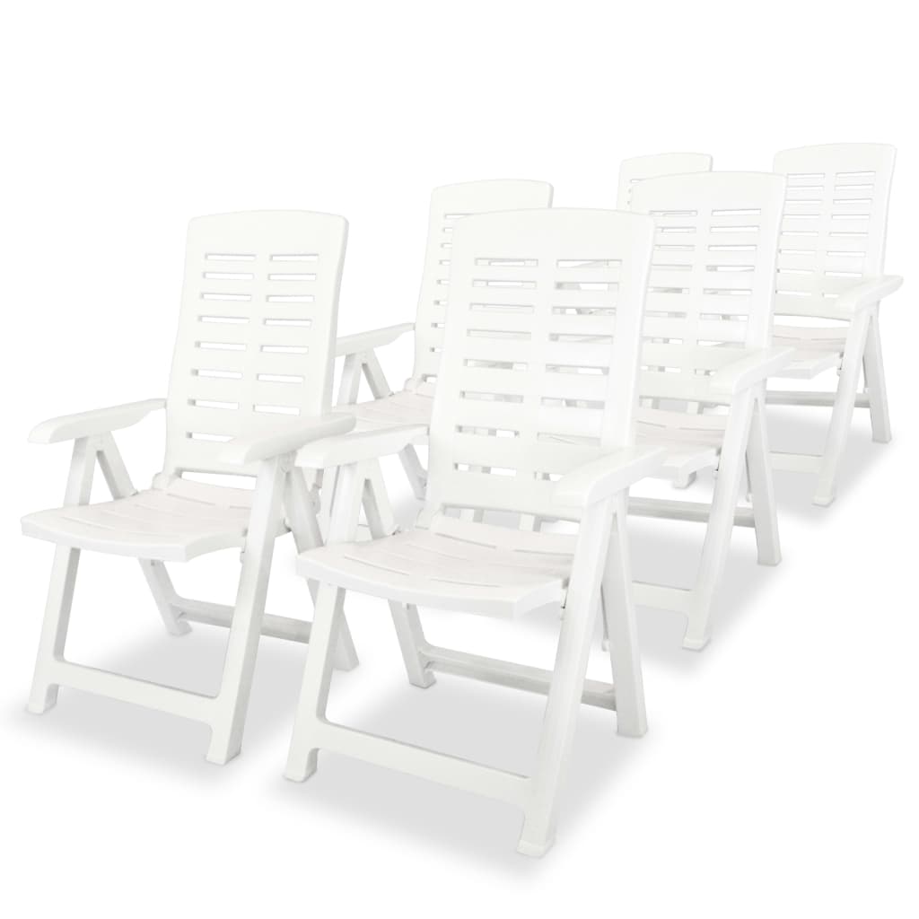 vidaXL Garden Chair | Set of 6 | White | Plastic | Standard | Foldable