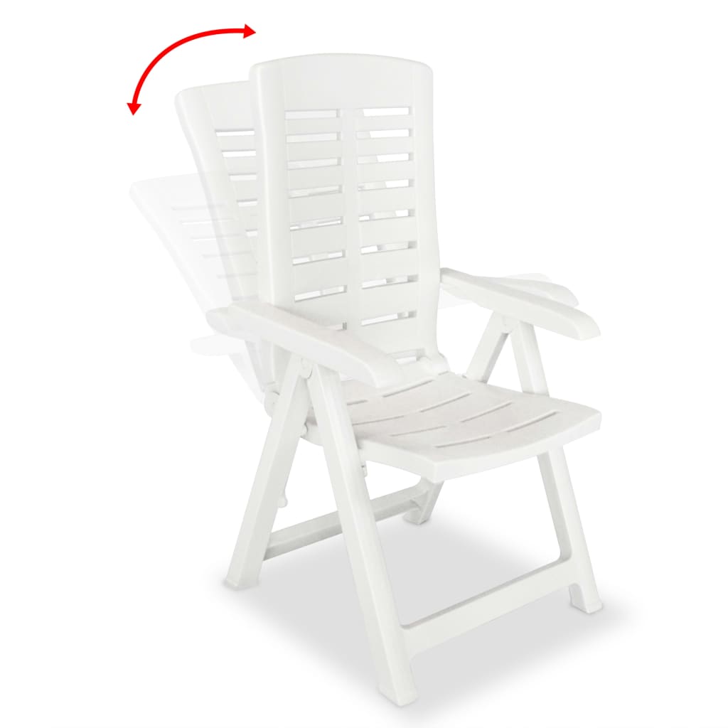 vidaXL Garden Chair | Set of 6 | White | Plastic | Standard | Foldable