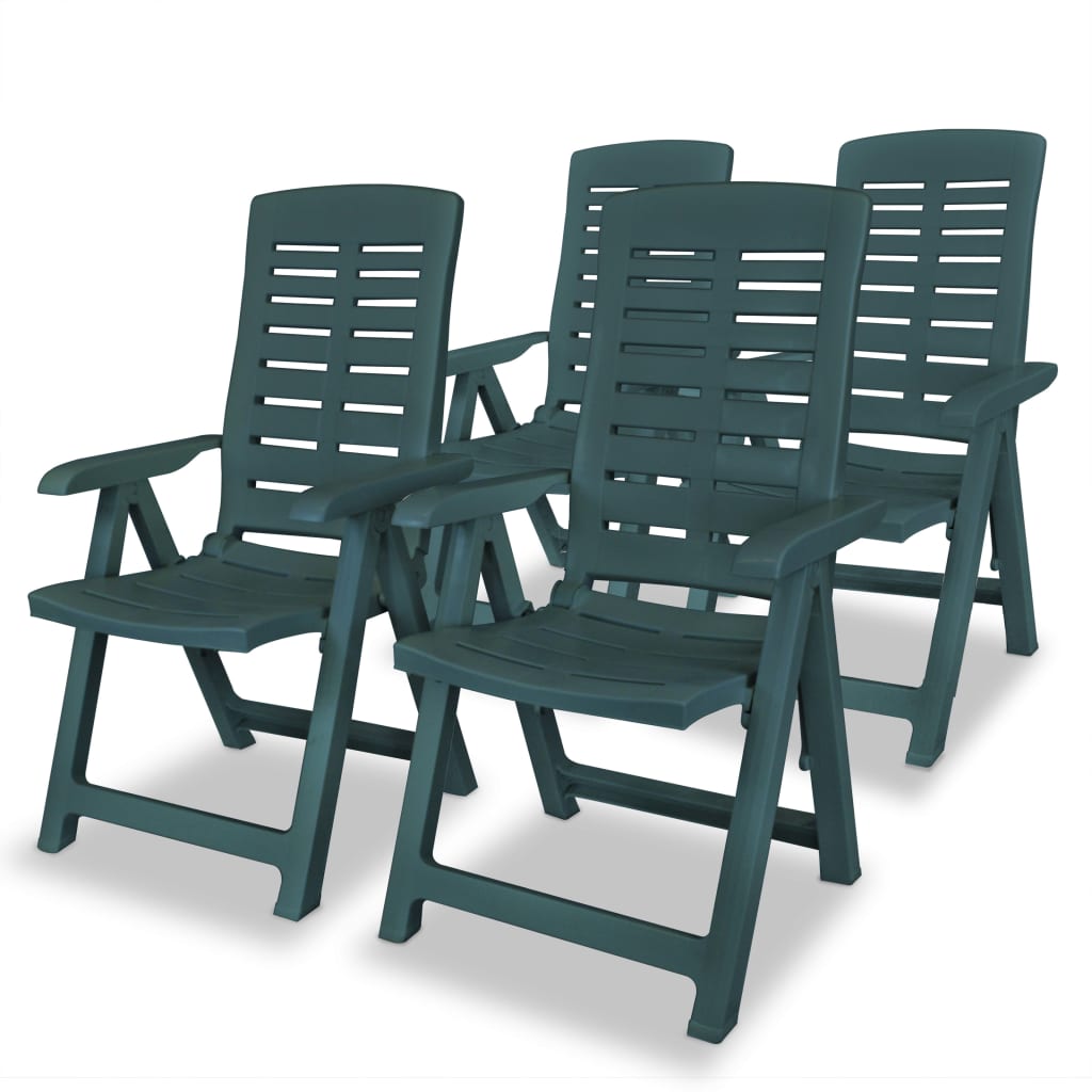 vidaXL Garden Chair | Set of 4 | Green | Plastic | Standard | Foldable