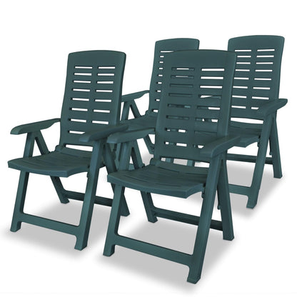 vidaXL Garden Chair | Set of 4 | Green | Plastic | Standard | Foldable