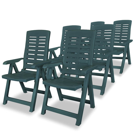 vidaXL Reclining Folding Chairs 6 pcs Plastic Green