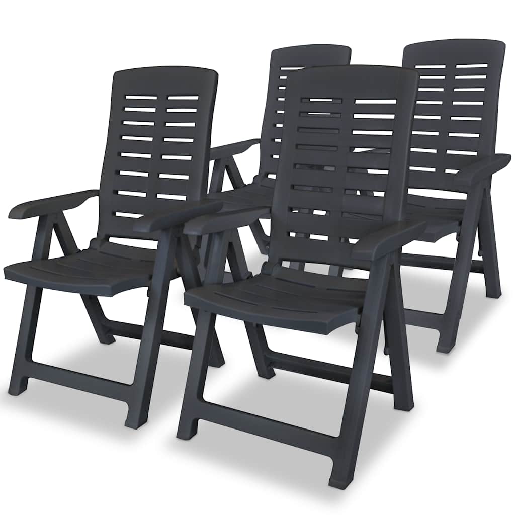 vidaXL Reclining Folding Chairs 4 pcs Plastic Anthracite