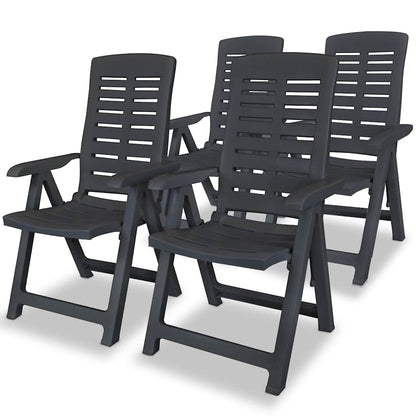 vidaXL Reclining Folding Chairs 4 pcs Plastic Anthracite