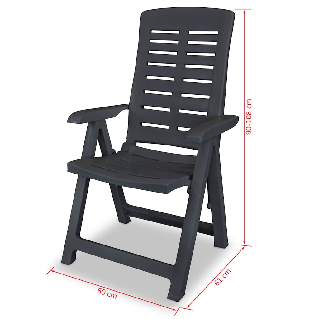 vidaXL Reclining Folding Chairs 4 pcs Plastic Anthracite