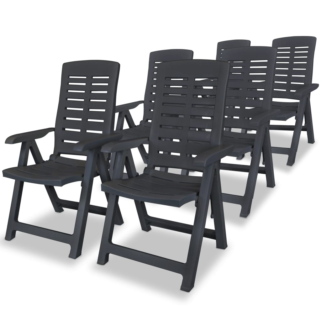 vidaXL Garden Chair | Set of 6 | Anthracite | Plastic | Standard | Foldable