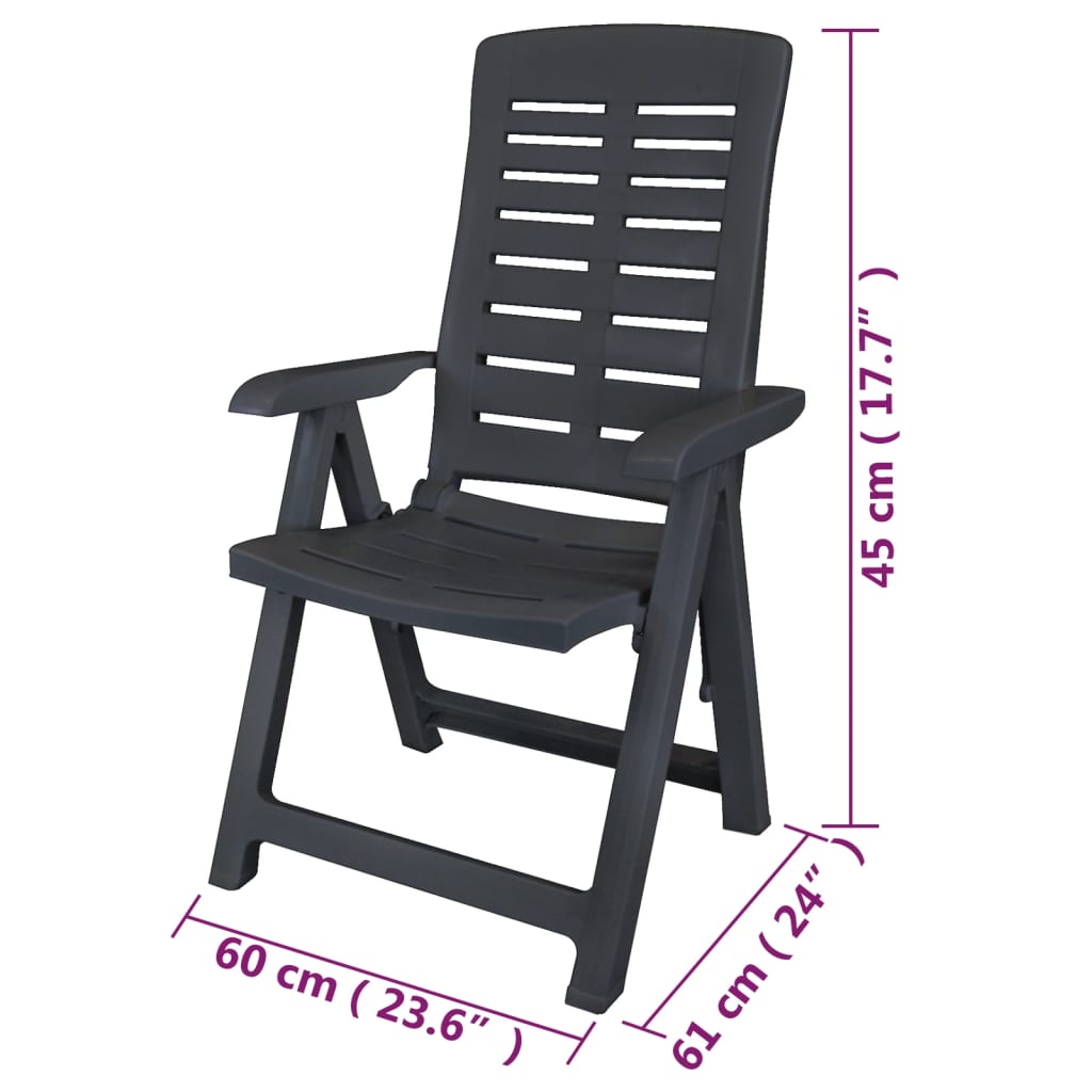 vidaXL Garden Chair | Set of 6 | Anthracite | Plastic | Standard | Foldable
