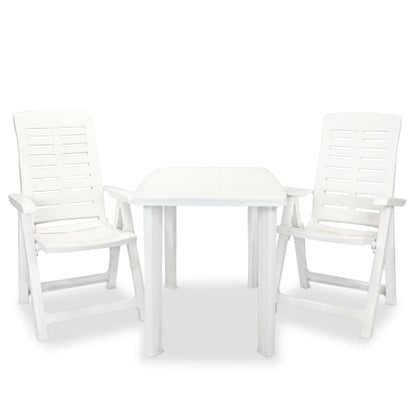 vidaXL 3 Piece Bistro Set Plastic White