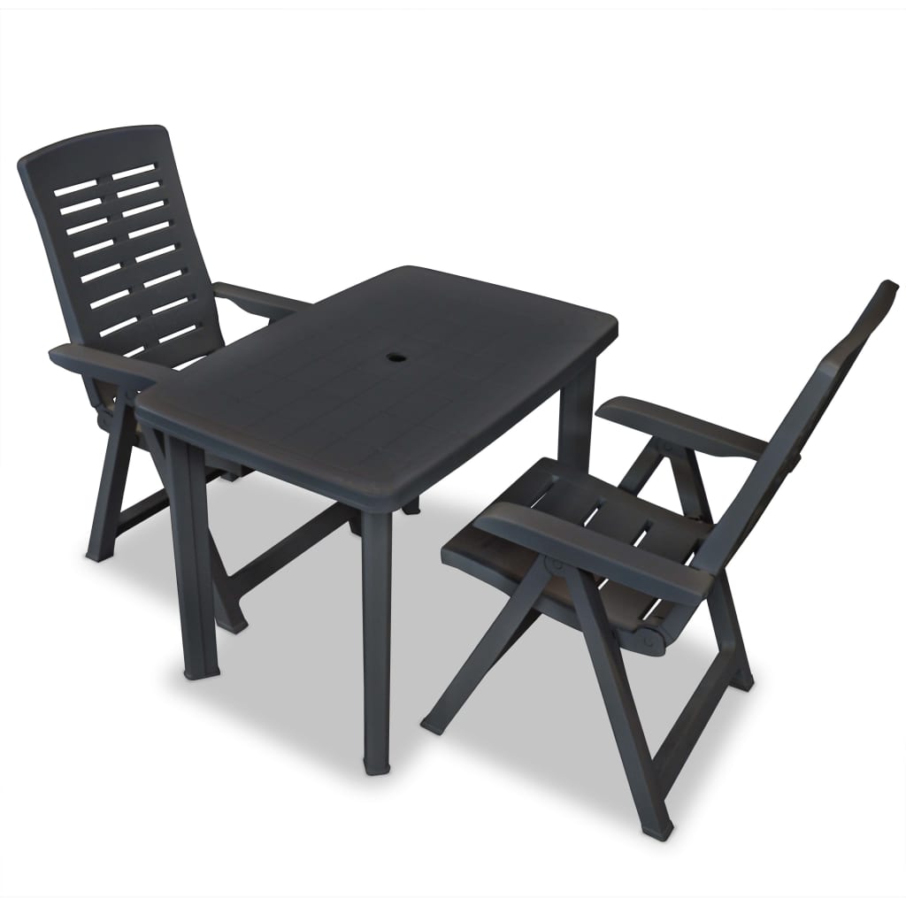 vidaXL Bistro Set | Anthracite | Plastic | Medium | Foldable | Bistro Set
