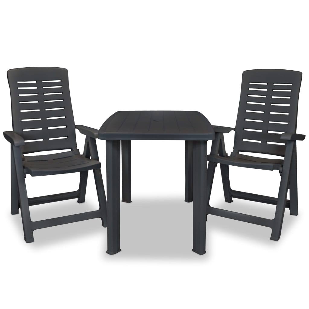 vidaXL Bistro Set | Anthracite | Plastic | Medium | Foldable | Bistro Set