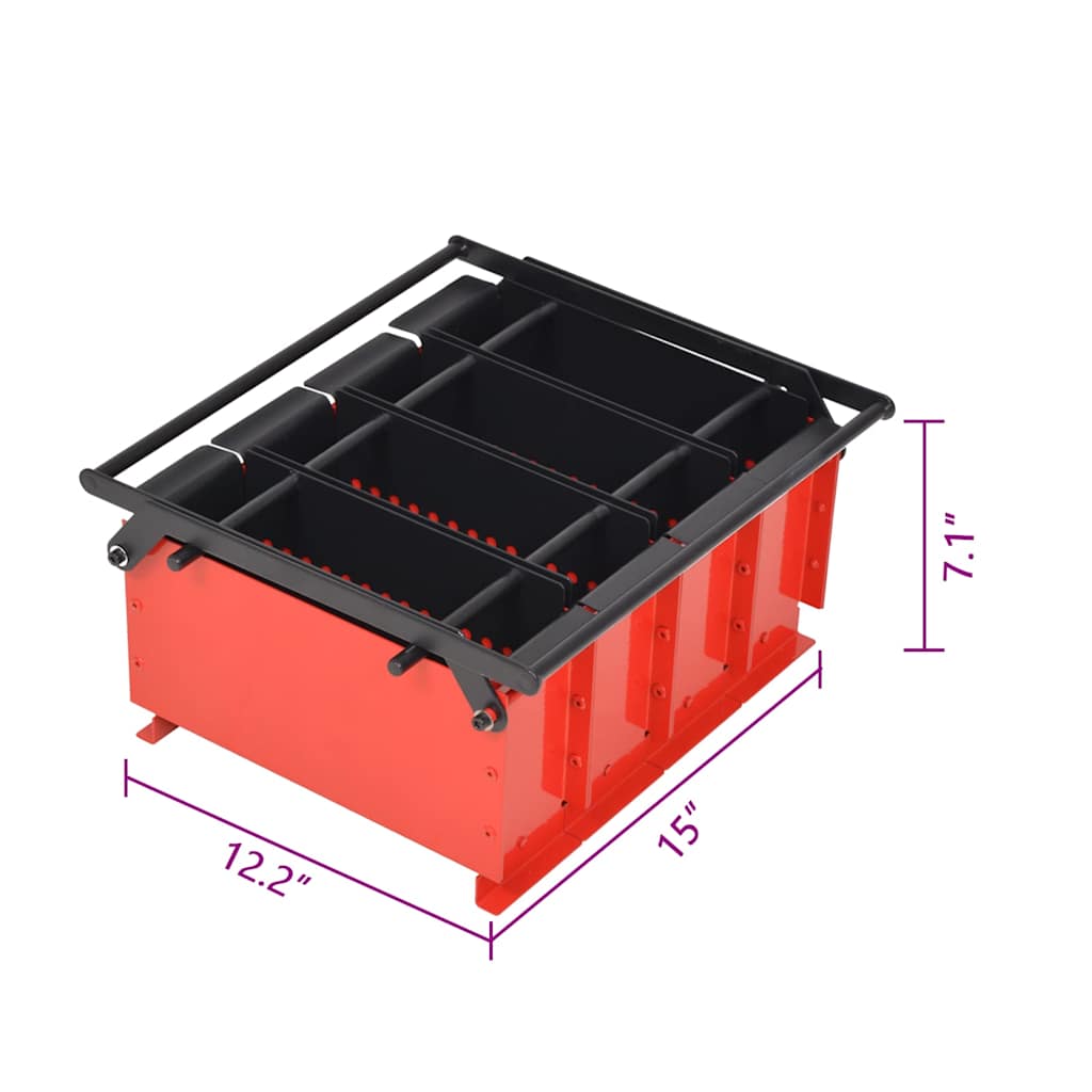 vidaXL Paper Log Briquette Maker Steel 38x31x18 cm Black and Red