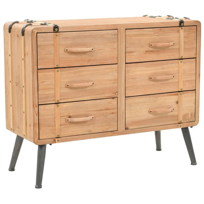 vidaXL Drawer Cabinet | Natural wood | Solid fir wood, MDF, steel | 91x35x73cm