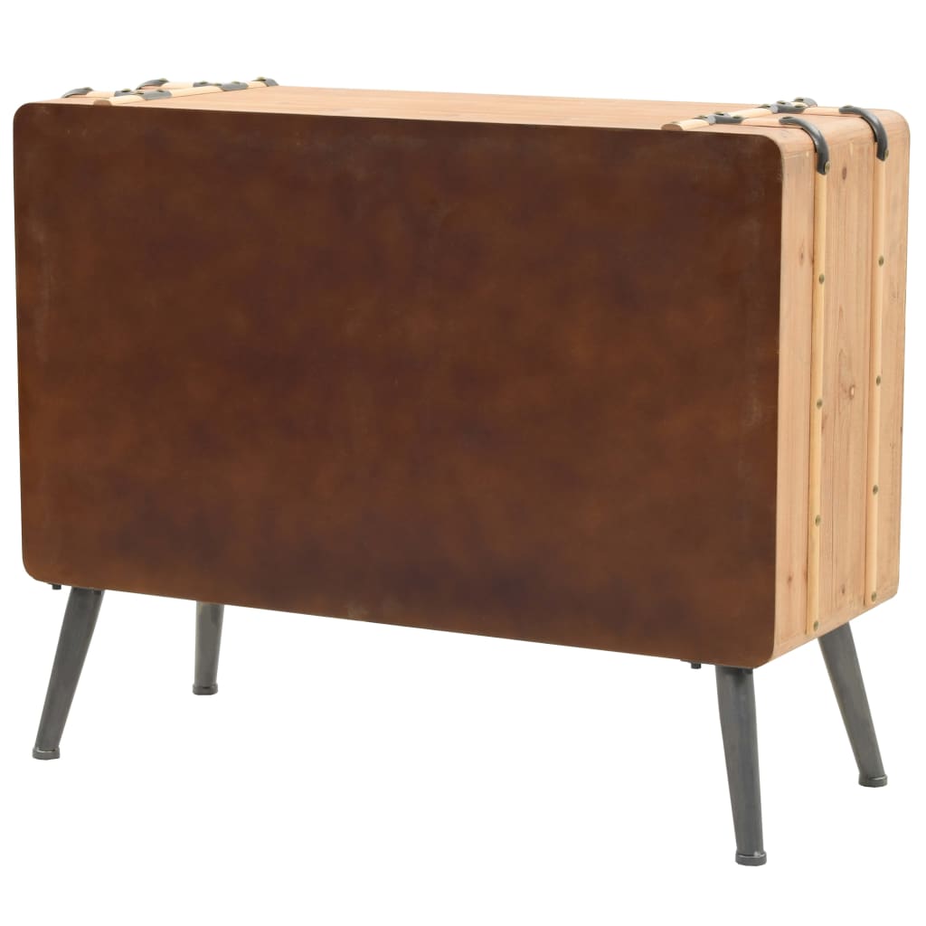 vidaXL Drawer Cabinet | Natural wood | Solid fir wood, MDF, steel | 91x35x73cm