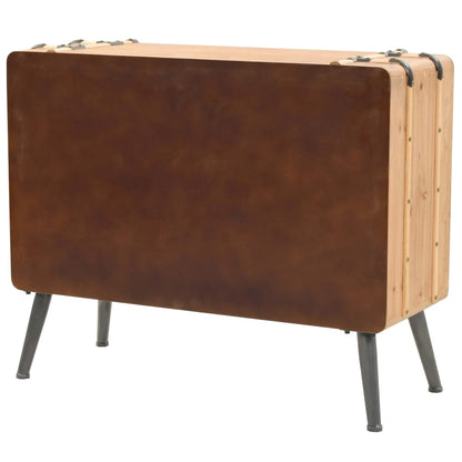 vidaXL Drawer Cabinet | Natural wood | Solid fir wood, MDF, steel | 91x35x73cm