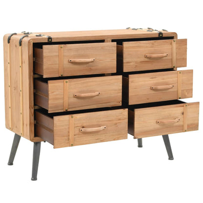 vidaXL Drawer Cabinet | Natural wood | Solid fir wood, MDF, steel | 91x35x73cm