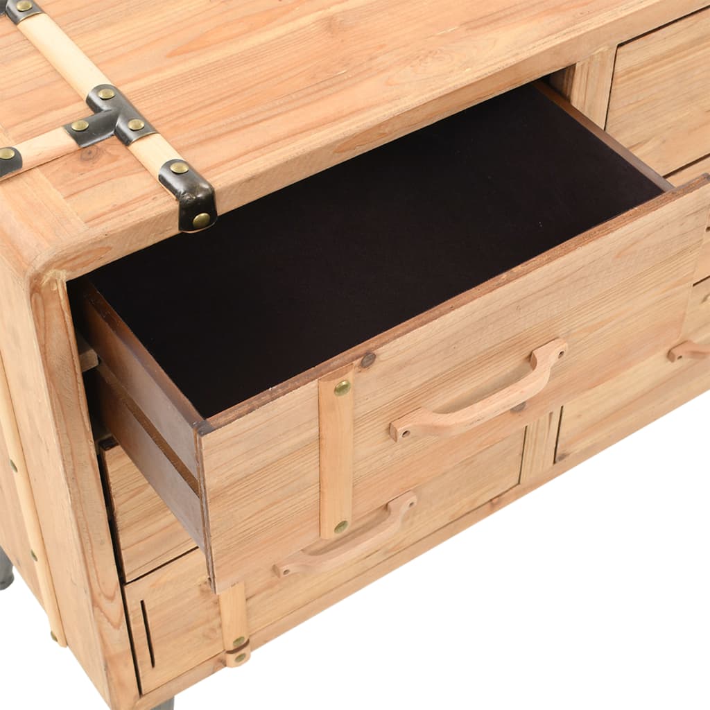 vidaXL Drawer Cabinet | Natural wood | Solid fir wood, MDF, steel | 91x35x73cm