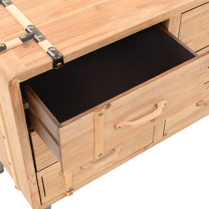 vidaXL Drawer Cabinet | Natural wood | Solid fir wood, MDF, steel | 91x35x73cm