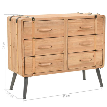 vidaXL Drawer Cabinet | Natural wood | Solid fir wood, MDF, steel | 91x35x73cm