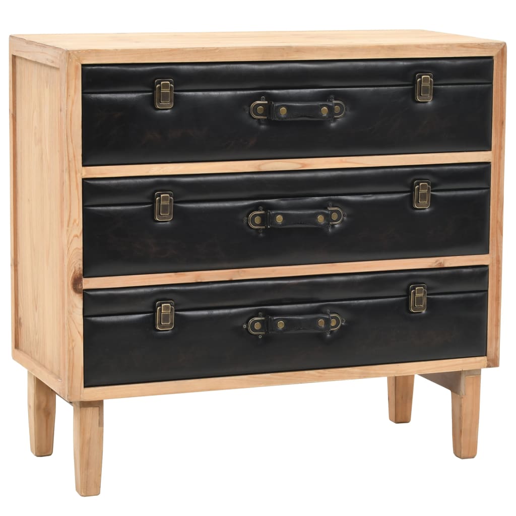 vidaXL Drawer Cabinet | Natural wood with black details