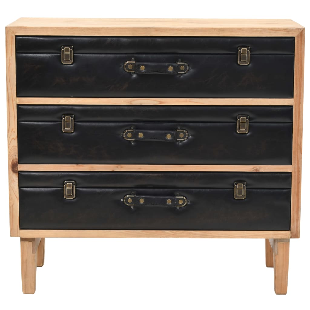 vidaXL Drawer Cabinet | Natural wood with black details
